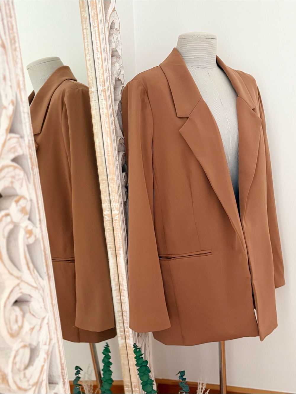 Tailored Blazer Coat in Camel/Burnt Orange